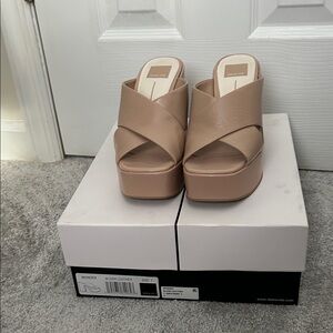 Dolce Vita Nude Leather Platform Sandals
